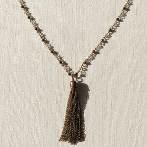 Gold Tassel Necklace with Dainty Design